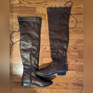 Charlotte Russe  Knee Boots Shoes Faux Leather Brown Size 9